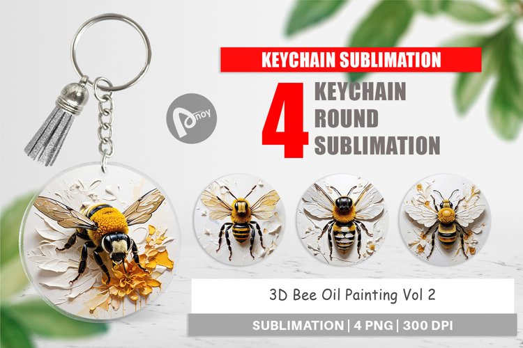 Keychain 3D Bee Painting