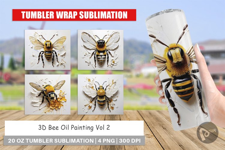 Tumbler Wrap 3D Bee Painting