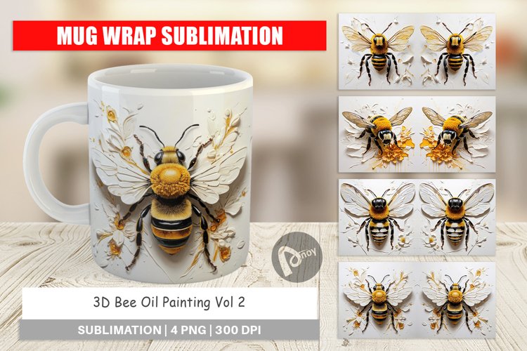 Mug Wrap Design 3D Bee Painting