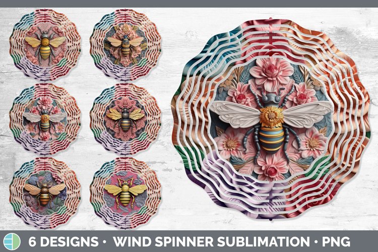 3D Bees Wind Spinner | Sublimation Spinner Designs Bundle