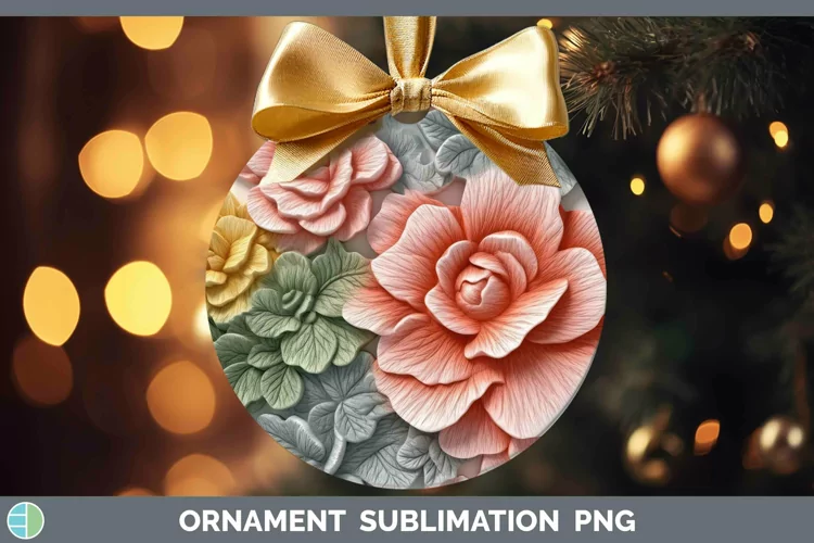 3D Begonia Ornament Sublimation Bauble Designs