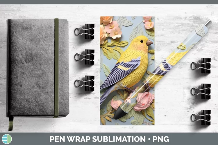 3D Birds Goldfinch Pen Wrap Sublimation Epoxy Pen Designs