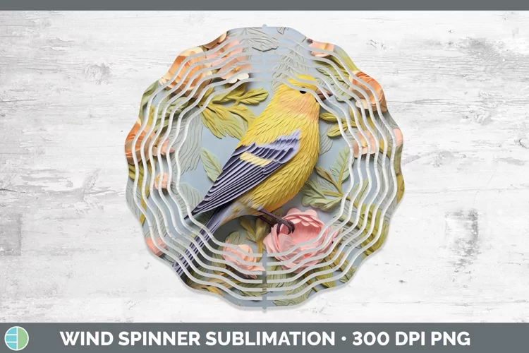 3D Birds Goldfinch Wind Spinner Sublimation Spinner Designs