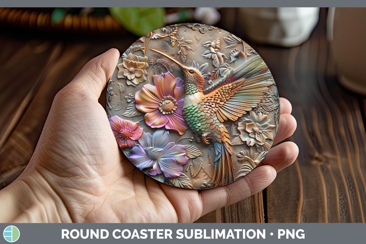 3D Birds Hummingbird Round Coaster Sublimation Coaster Desig