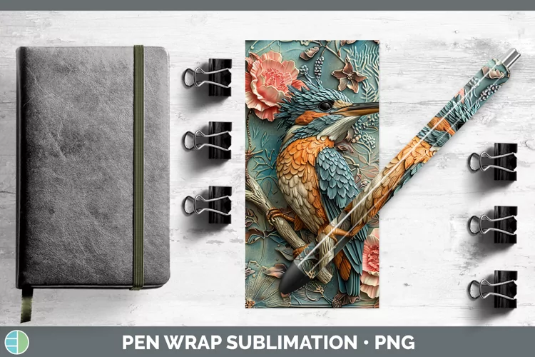 3D Birds Kingfisher Pen Wrap Sublimation Epoxy Pen Designs