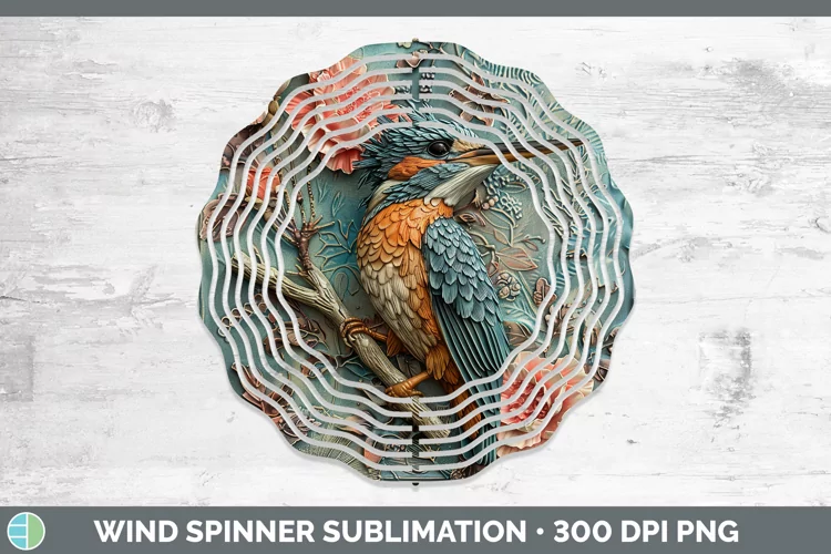 3D Birds Kingfisher Wind Spinner Sublimation Spinner Designs