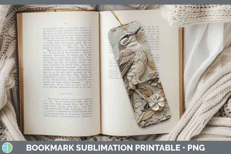 3D Birds Mockingbird Bookmark Sublimation Printable Designs