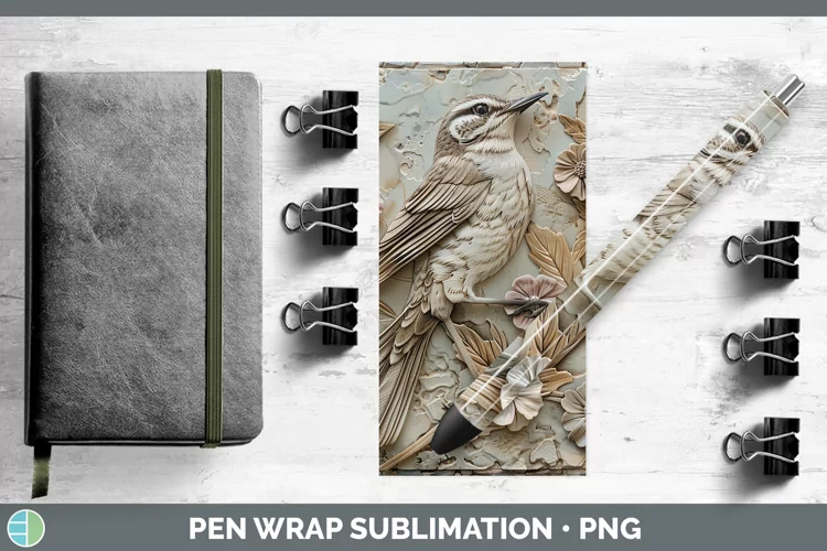 3D Birds Mockingbird Pen Wrap Sublimation Epoxy Pen Designs