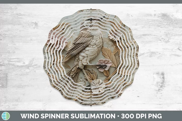 3D Birds Mockingbird Wind Spinner Sublimation Spinner Design