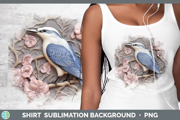 3D Birds Nuthatch Shirt Sublimation Sublimation Background D