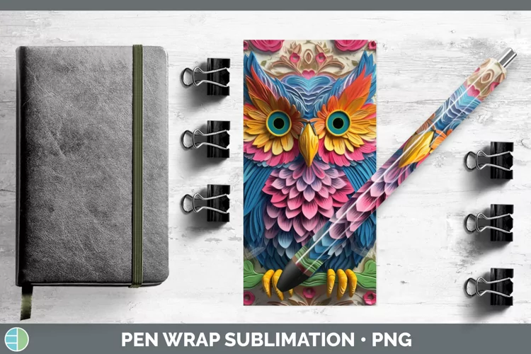 3D Birds Owl Pen Wrap Sublimation Epoxy Pen Designs