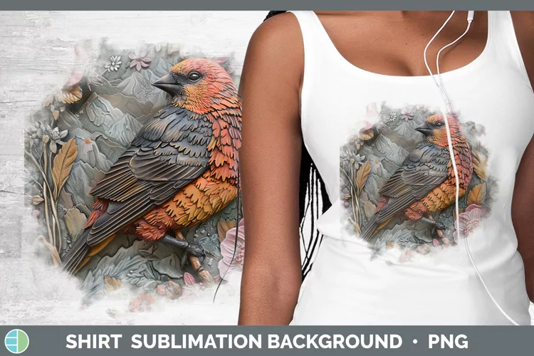 3D Birds Pine Grosbeak Shirt Sublimation Sublimation Backgro