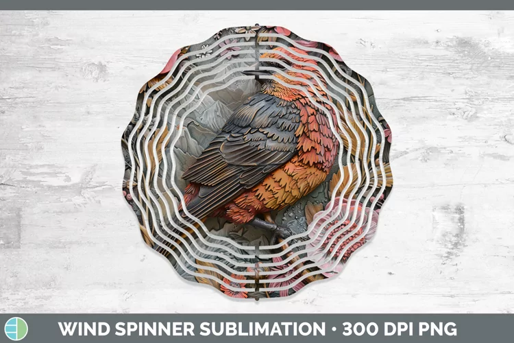 3D Birds Pine Grosbeak Wind Spinner Sublimation Spinner Desi