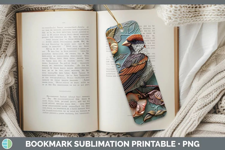 3D Birds Sparrow Bookmark Sublimation Printable Designs