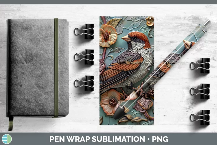 3D Birds Sparrow Pen Wrap Sublimation Epoxy Pen Designs