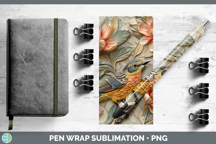 3D Birds Warbler Pen Wrap Sublimation Epoxy Pen Designs
