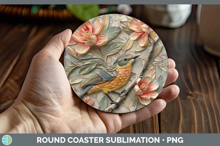 3D Birds Warbler Round Coaster Sublimation Coaster Designs