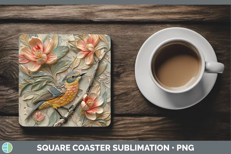 3D Birds Warbler Square Coaster Sublimation Coaster Designs