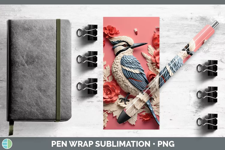 3D Birds Woodpecker Downy Pen Wrap Sublimation Epoxy Pen Des