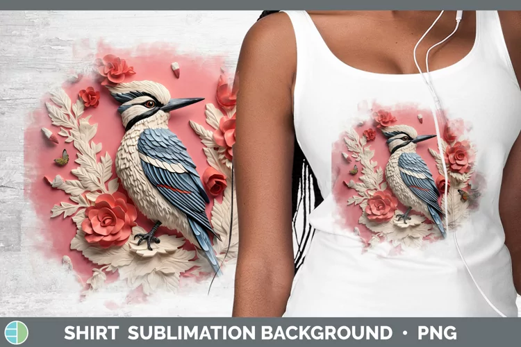 3D Birds Woodpecker Downy Shirt Sublimation Sublimation Back