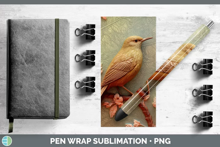 3D Birds Wren Pen Wrap Sublimation Epoxy Pen Designs