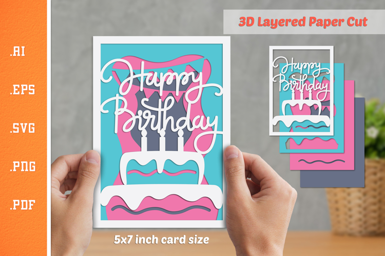 3D Birthday Card SVG Image 2