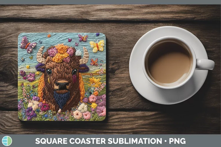 3D Bison Square Coaster Sublimation Coaster Designs