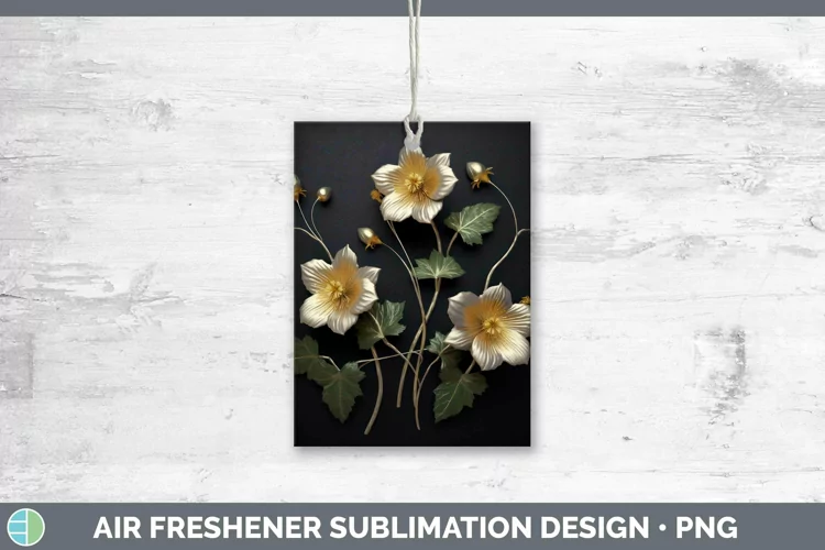 3D Black and Gold Abutilon Air Freshener Sublimation Car Fre