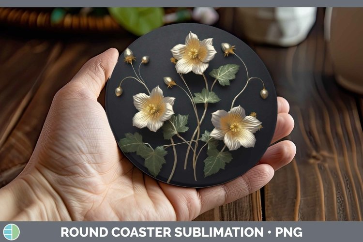 Gorgeous3D Black and Gold Round Coaster design.
