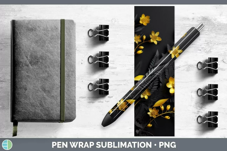 3D Black and Gold Acacia Pen Wrap Sublimation Epoxy Pen Desi