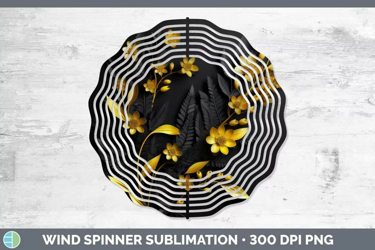 3D Black and Gold Acacia Wind Spinner Sublimation Spinner De