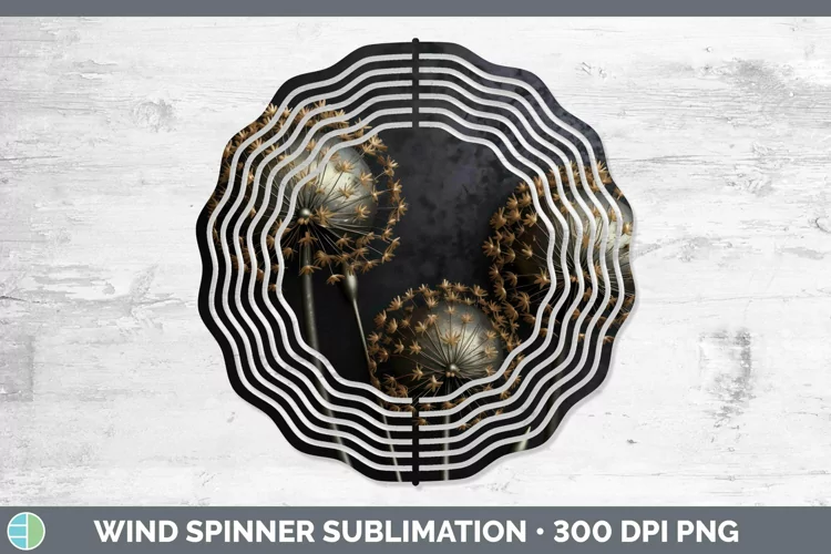 3D Black and Gold Allium Wind Spinner Sublimation Spinner De