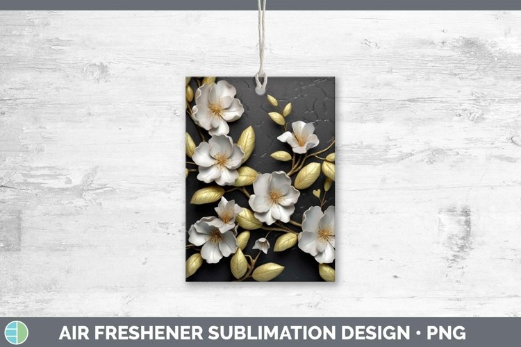 3D Black and Gold Apple Blossom Air Freshener Sublimation Ca