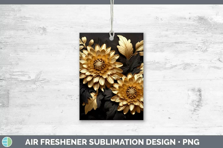 3D Black and Gold Aster Air Freshener Sublimation Car Freshe