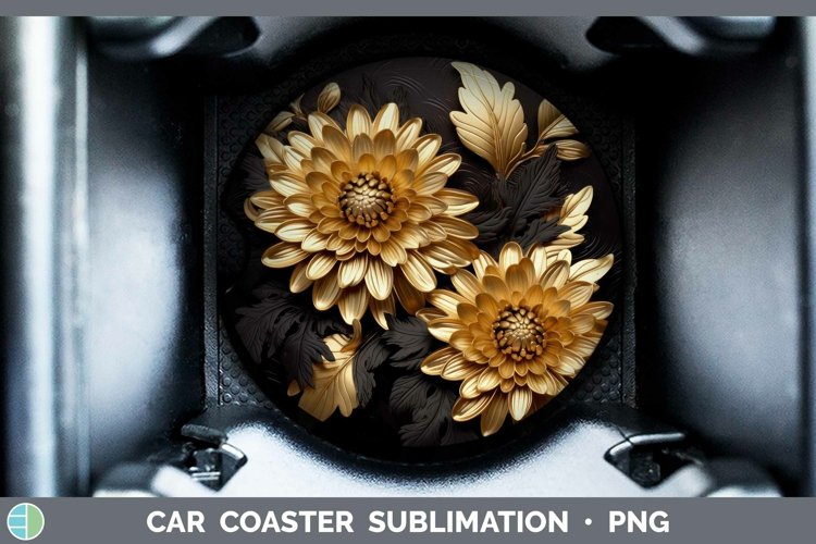 Gorgeous3D Black and Gold Car Coaster design.