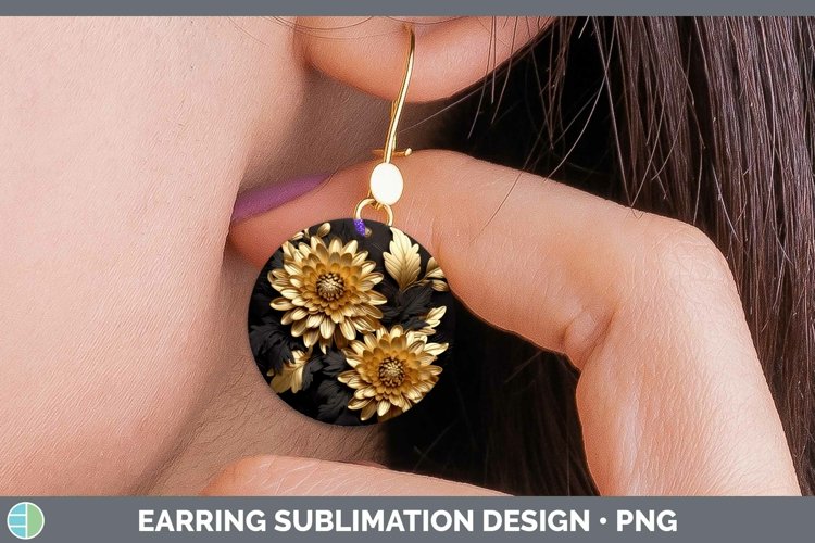 Gorgeous3D Black and Gold Round Earrings design.