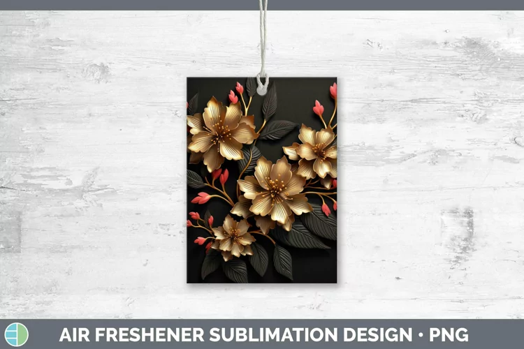 3D Black and Gold Azalea Air Freshener Sublimation Car Fresh