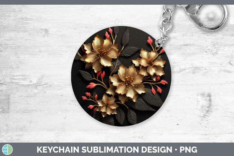 Gorgeous3D Black and Gold Keychain design.