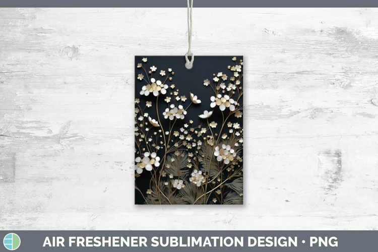 3D Black and Gold Babys Breath Gypsophila Air Freshener Subl