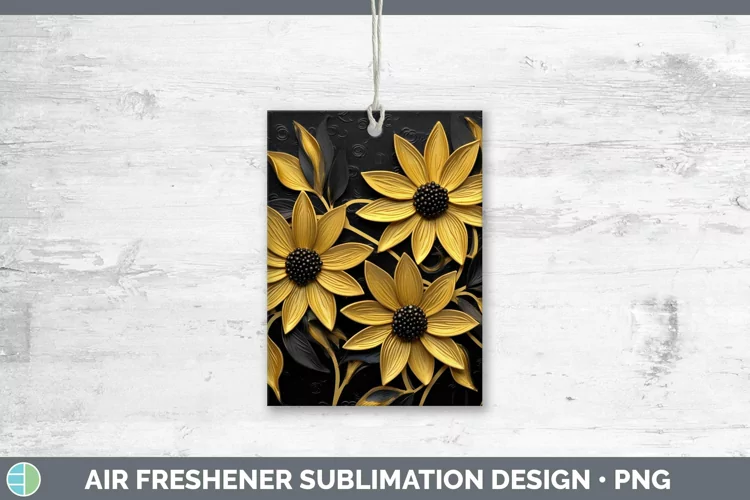 3D Black and Gold Black-eyed Susan Air Freshener Sublimation