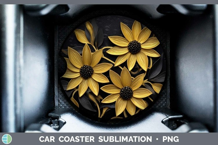 Gorgeous3D Black and Gold Car Coaster design.