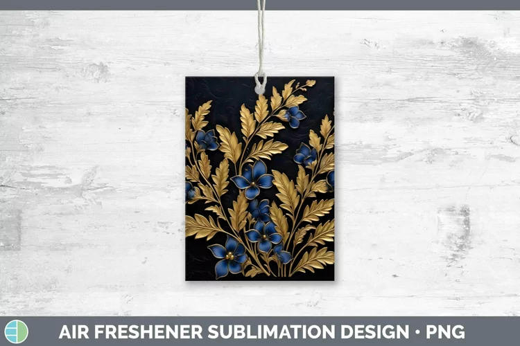 3D Black and Gold Bluebonnet Air Freshener Sublimation Car F