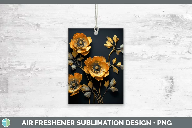 3D Black and Gold Buttercup Air Freshener Sublimation Car Fr