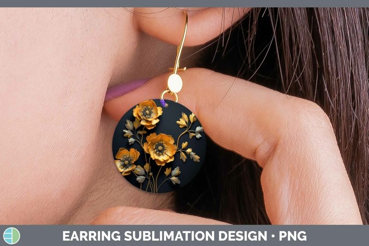 Gorgeous3D Black and Gold Round Earrings design.