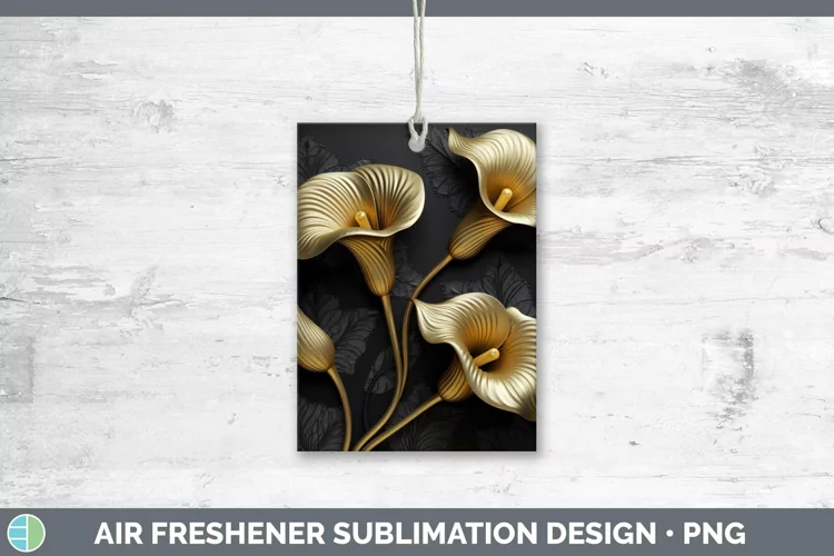 3D Black and Gold Calla Lily Air Freshener Sublimation Car F