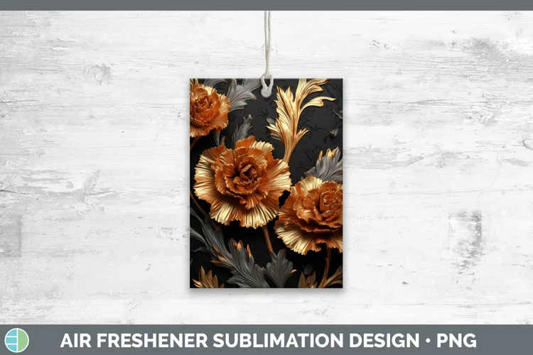 3D Black and Gold Carnation Air Freshener Sublimation Car Fr