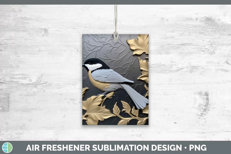 3D Black and Gold Chickadee Air Freshener Sublimation Car Fr
