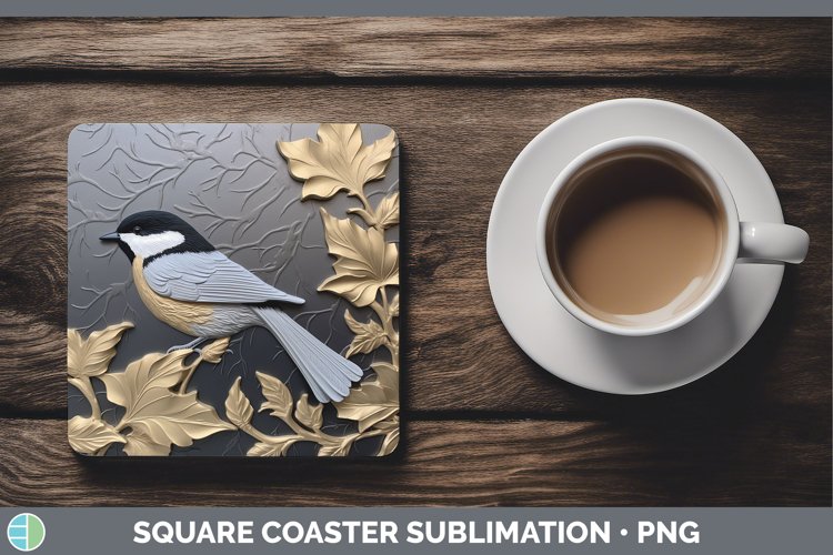 Gorgeous3D Black and Gold Square Coaster design.