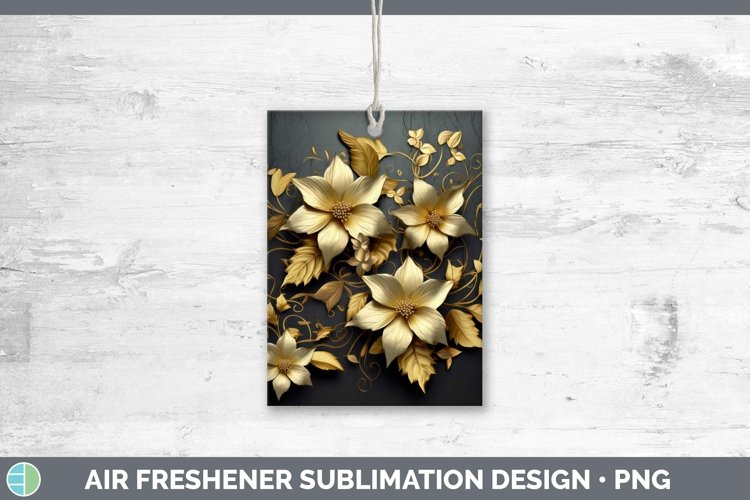 3D Black and Gold Clematis Air Freshener Sublimation Car Fre