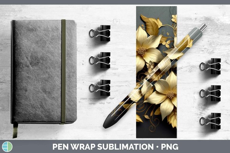 Gorgeous3D Black and Gold Pen Wrap design.
